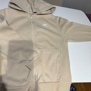 Nike Cream Full-Zip Hoodie with White Swoosh